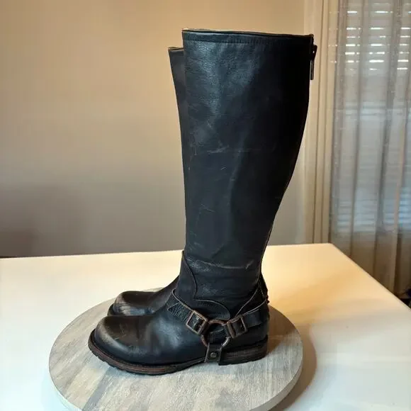 Freebird HAAVN Black Leather Tall Harness Boots Women’s Size 9 Distressed